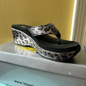 Volatile Pewter Leopard wedge worn once